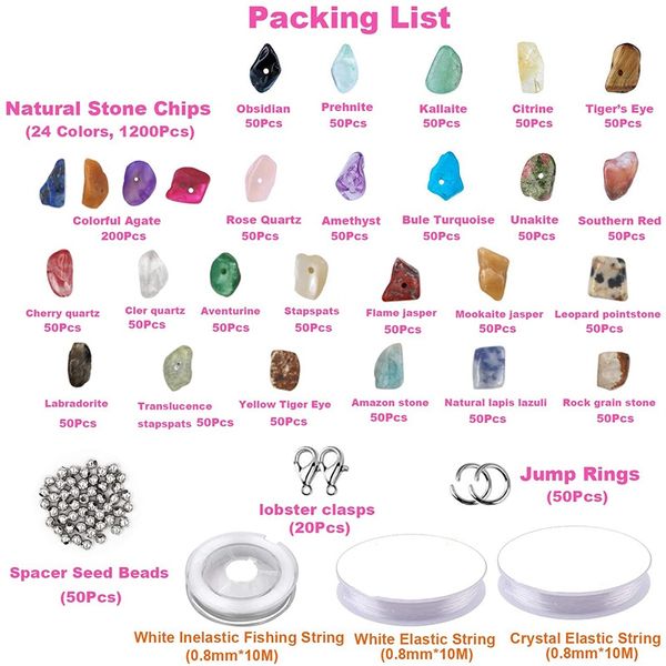 1323pcs irregular gemstone beads kit with spacer beads lobster clasps elastic jump rings for diy jewelry making supplies
1323pcs irregular gemstone beads kit with spacer beads lobster clasps elastic jump rings for diy jewelry making supplies
