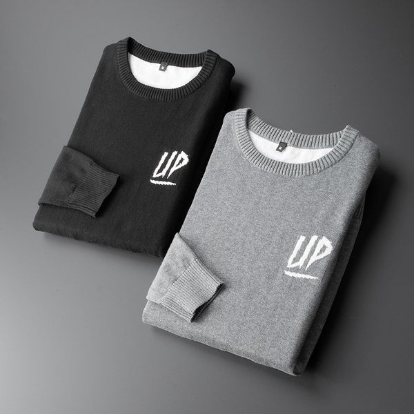 sweater knit autumn and winter 2021 men's pullover trend fashion contrast jacquard breathable long sleeve bottomed, White;black 
sweater knit autumn and winter 2021 men's pullover trend fashion contrast jacquard breathable long sleeve bottomed, White;black