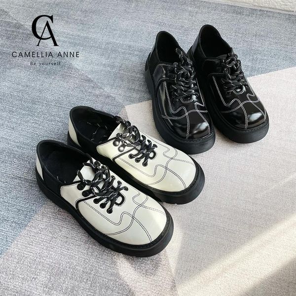 dress shoes spring and autumn soft genuine leather for women gothic chunky heel female casual flat platform slip-on solid lady, Black
dress shoes spring and autumn soft genuine leather for women gothic chunky heel female casual flat platform slip-on solid lady, Black