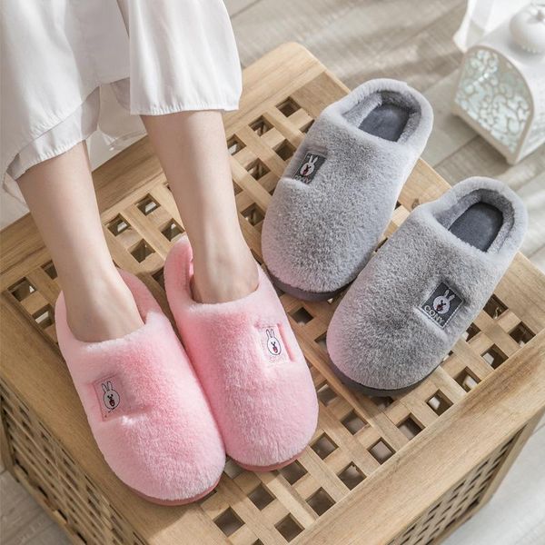 slippers men's women's cotton home indoor furnishing warm anti-slip thick bottom couple fur winter, Black 
slippers men's women's cotton home indoor furnishing warm anti-slip thick bottom couple fur winter, Black