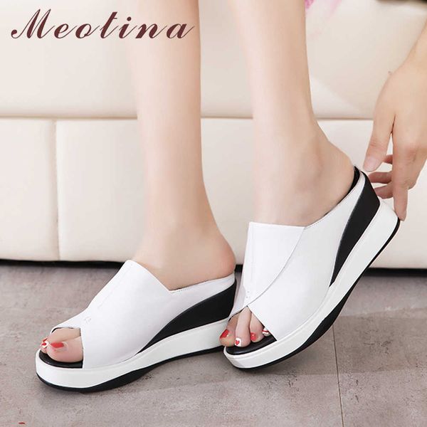 meotina women shoes summer slippers natural genuine leather platform wedge high heel shoes peep toe slippers lady sandals 34-40 210608, Black
meotina women shoes summer slippers natural genuine leather platform wedge high heel shoes peep toe slippers lady sandals 34-40 210608, Black
