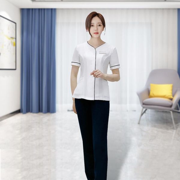 women's two piece pants beauty salon receptionist work uniforms sauna foot bath female workwear sets women beautician working suits for, White
women's two piece pants beauty salon receptionist work uniforms sauna foot bath female workwear sets women beautician working suits for, White