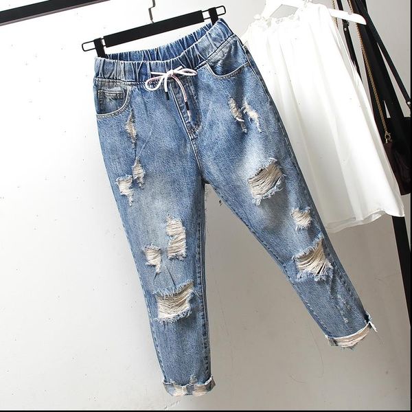 summer plus size elastic waist ripped hole 9 10 length capri pants jeans for women l xl 2xl 3xl 4xl, Blue
summer plus size elastic waist ripped hole 9 10 length capri pants jeans for women l xl 2xl 3xl 4xl, Blue