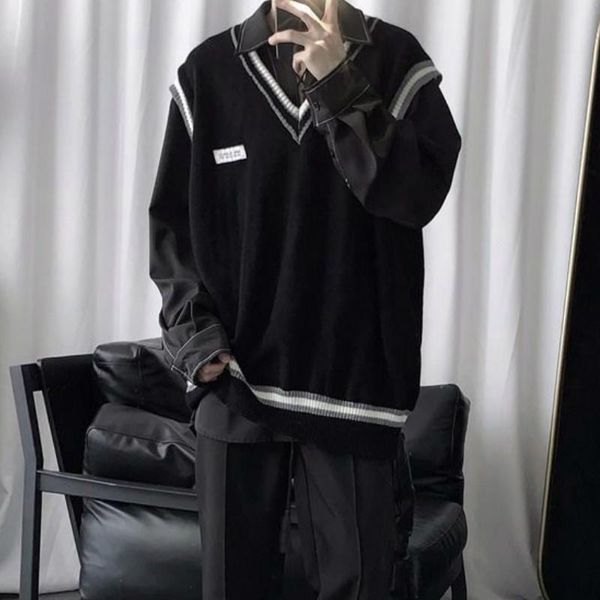 men's vests sweater vest men patchwork v-neck leisure sleeveless sweaters waistcoats mens chic all-match korean style daily teens coupl, Black;white
men's vests sweater vest men patchwork v-neck leisure sleeveless sweaters waistcoats mens chic all-match korean style daily teens coupl, Black;white