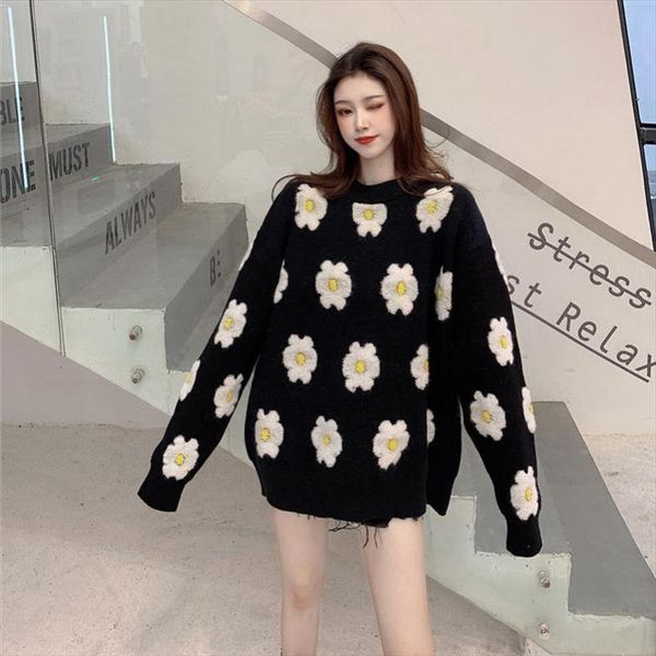 women fashion jacquard knitted vintage sweater o neck long sleeve female pullovers chic, White;black
women fashion jacquard knitted vintage sweater o neck long sleeve female pullovers chic, White;black