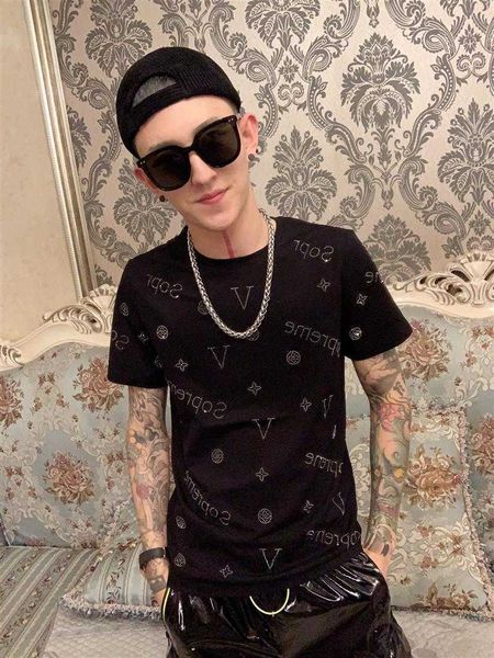 w0697 new drill slim fitting short sleeve round neck casual half sleeve social spirit lad tide bottomed t-shirt, White;black
w0697 new drill slim fitting short sleeve round neck casual half sleeve social spirit lad tide bottomed t-shirt, White;black