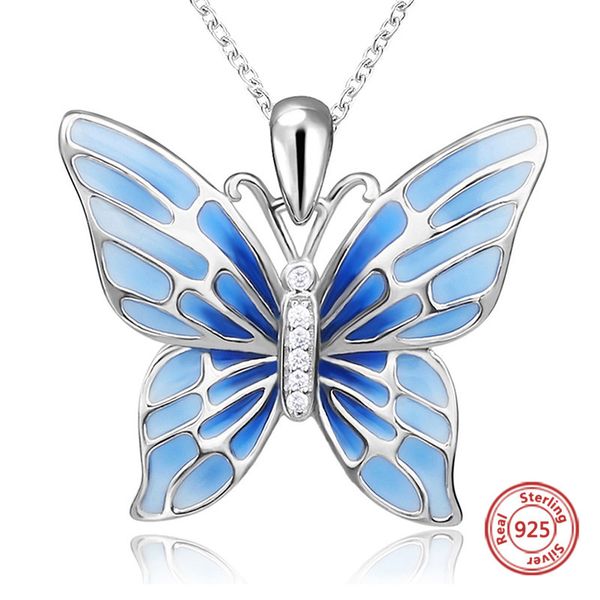 authentic 100% 925 sterling silver blue butterfly pendant necklace fashion jewelry women animal necklaces gift for friends q0531
authentic 100% 925 sterling silver blue butterfly pendant necklace fashion jewelry women animal necklaces gift for friends q0531