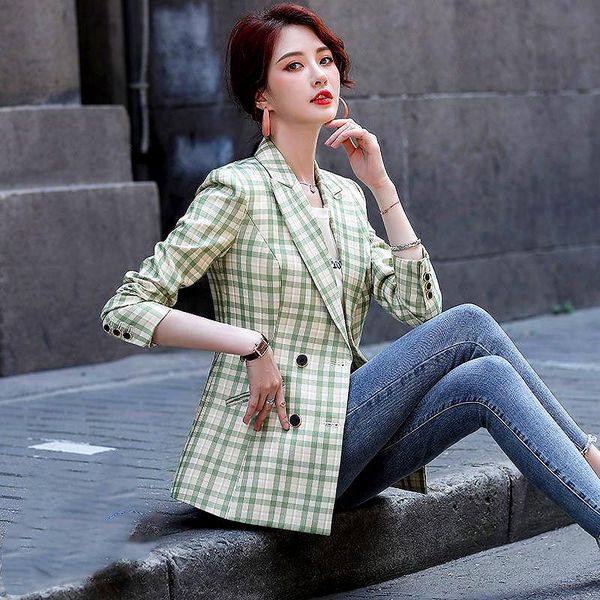 women's jackets autumn plus size temperament small suit fashion casual long-sleeved double-breasted plaid jacket female m-4xl ls095, Black;brown
women's jackets autumn plus size temperament small suit fashion casual long-sleeved double-breasted plaid jacket female m-4xl ls095, Black;brown