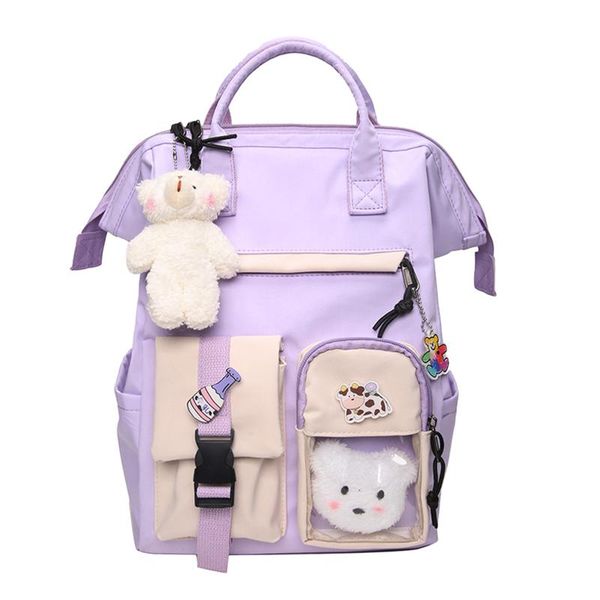 school bags girls cute kawaii casual backpack students with plush pendant shoulder college fashion daypack bookbag large capacity
school bags girls cute kawaii casual backpack students with plush pendant shoulder college fashion daypack bookbag large capacity