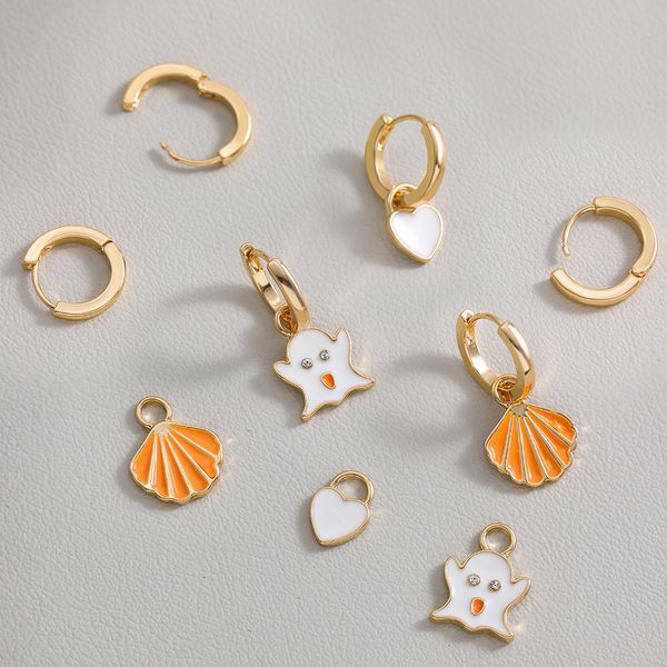 korea trendy geometric love heart gold round dangle earrings for women fashion shell ghost multicolor earring jewelry gift, Silver 
korea trendy geometric love heart gold round dangle earrings for women fashion shell ghost multicolor earring jewelry gift, Silver