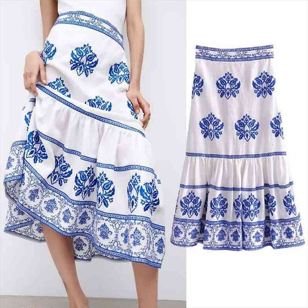 za blue embroidered womens skirts high waist long ruffle boho summer ruched vintage midi, Black
za blue embroidered womens skirts high waist long ruffle boho summer ruched vintage midi, Black