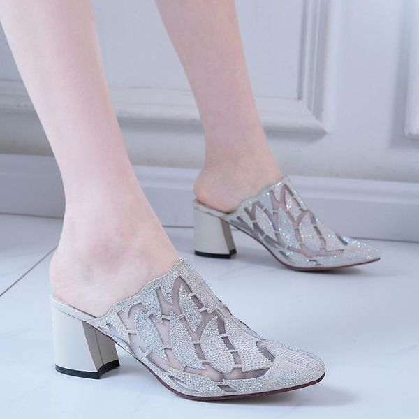 slippers lace hollow carving flower high heel summer breathable closed toe sandals shiny rhinestone chunky women, Black
slippers lace hollow carving flower high heel summer breathable closed toe sandals shiny rhinestone chunky women, Black
