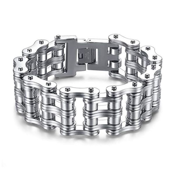 link, chain 25mm huge heavy gold men biker bike bracelet punk silver color stainless steel double bicycle motorcycle bracelets jewelry, Black
link, chain 25mm huge heavy gold men biker bike bracelet punk silver color stainless steel double bicycle motorcycle bracelets jewelry, Black