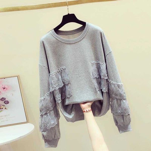 loose fit gray ruffles irregular sweatshirt round neck long sleeve women big size fashion spring autumn 210601, Black
loose fit gray ruffles irregular sweatshirt round neck long sleeve women big size fashion spring autumn 210601, Black