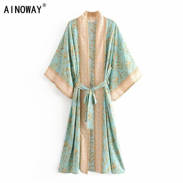 party dresses vintage chic women green floral print bat sleeve rayon beach bohemian robe kimono ladies v neck sashes boho dress vestidos, White;black
party dresses vintage chic women green floral print bat sleeve rayon beach bohemian robe kimono ladies v neck sashes boho dress vestidos, White;black