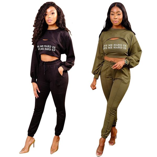 2021 new letter print crop tank long sleeve tshirt & trousers women two piece outfits autumn fashion casual set plo0, Gray
2021 new letter print crop tank long sleeve tshirt & trousers women two piece outfits autumn fashion casual set plo0, Gray