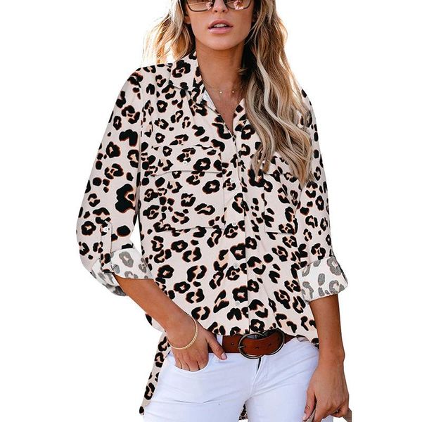 women's blouses & shirts european and american leopard print nine-point sleeve shirt for women 2021 v-neck cardigan, White
women's blouses & shirts european and american leopard print nine-point sleeve shirt for women 2021 v-neck cardigan, White
