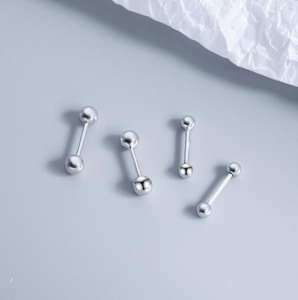 stud real 925 sterling silver fashion double bead screw earrings for women wedding minimalist fine jewelry ds1223, Golden;silver 
stud real 925 sterling silver fashion double bead screw earrings for women wedding minimalist fine jewelry ds1223, Golden;silver