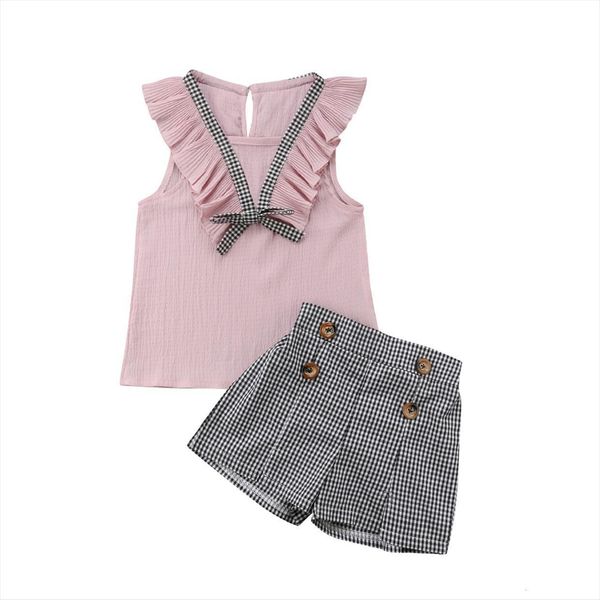 casual kids baby girl sleeveless pink o neck t shirt plaids shorts pants summer school set clothes, White
casual kids baby girl sleeveless pink o neck t shirt plaids shorts pants summer school set clothes, White