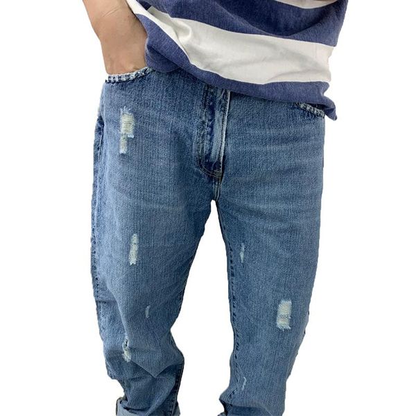 men's jeans high-quality loose big straight-leg heavy-washed frayed hole pants thick denim trousers, Blue
men's jeans high-quality loose big straight-leg heavy-washed frayed hole pants thick denim trousers, Blue