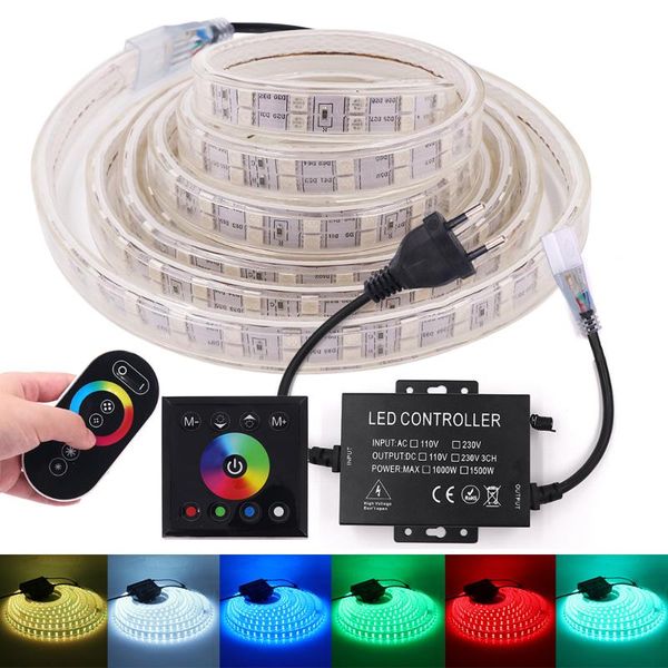 rgb led strip 220v 120leds/m 1500w controller+touch remote waterproof outdoor indoor dimmer flexible tape led rope lamp
rgb led strip 220v 120leds/m 1500w controller+touch remote waterproof outdoor indoor dimmer flexible tape led rope lamp