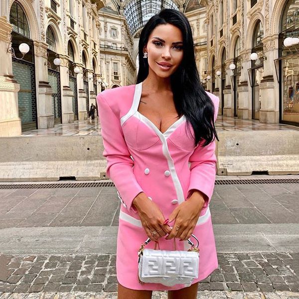 2021 new pink blazer long sleeve patchwork double breasted zipper mini fall es for women casual elegant vestidos oy6l, Black;gray
2021 new pink blazer long sleeve patchwork double breasted zipper mini fall es for women casual elegant vestidos oy6l, Black;gray