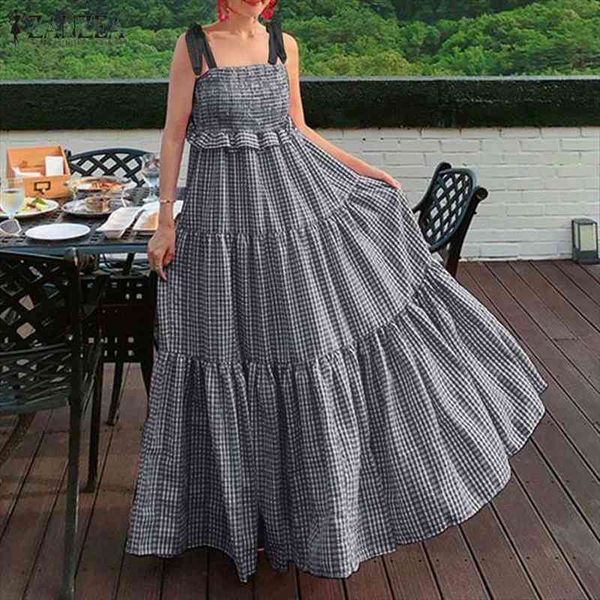 stylish check spaghetti strap sundress womens dresses zanzea causal pleated summer maxi vestido female ruffle robe oversized, Black;gray
stylish check spaghetti strap sundress womens dresses zanzea causal pleated summer maxi vestido female ruffle robe oversized, Black;gray