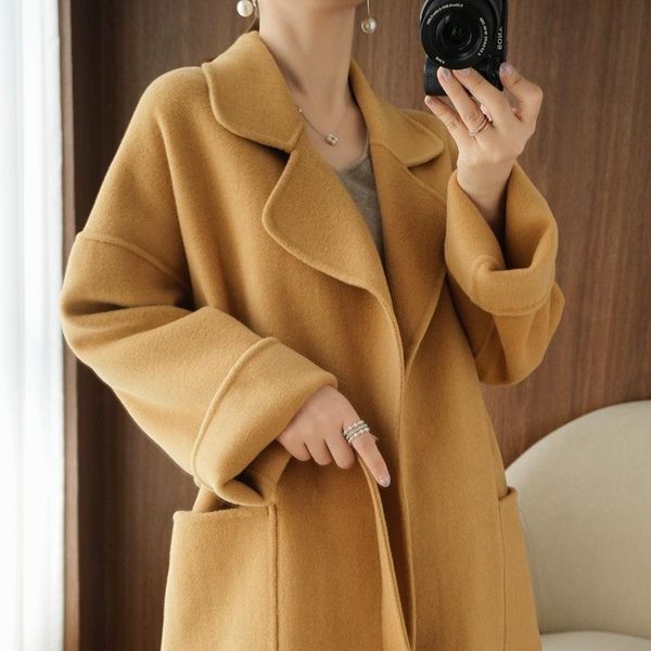 women's wool & blends double sided cashmere overcoat middle and long winter 2021 high-end temperament korean jacket autumn, Black
women's wool & blends double sided cashmere overcoat middle and long winter 2021 high-end temperament korean jacket autumn, Black