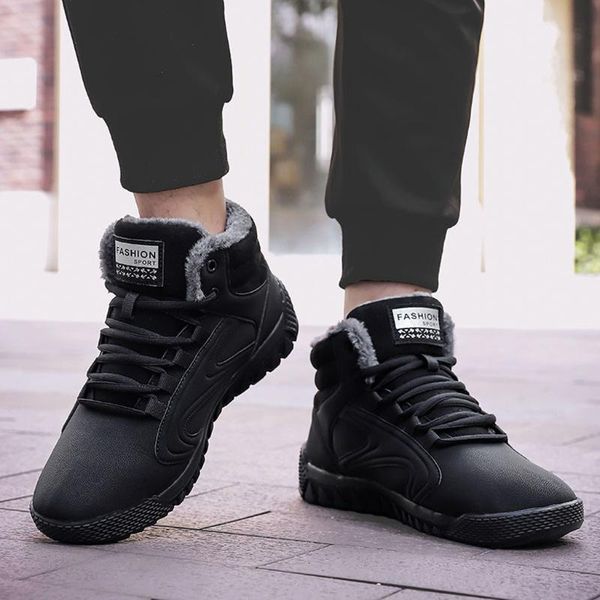 boots plush lining warm winter men sport style ankle work shoes non-slip straps snow for botas, Black
boots plush lining warm winter men sport style ankle work shoes non-slip straps snow for botas, Black