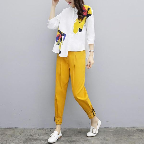 two piece dress large size set women casual floral print irregular white blouses yellow pants 2021 fashion tracksuit woman suit
two piece dress large size set women casual floral print irregular white blouses yellow pants 2021 fashion tracksuit woman suit