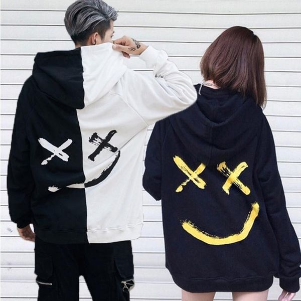 men's hoodies & sweatshirts men hoodie fashion happy smile print patchwork hooded woman hip hop pullovers couple streetwear, Black
men's hoodies & sweatshirts men hoodie fashion happy smile print patchwork hooded woman hip hop pullovers couple streetwear, Black