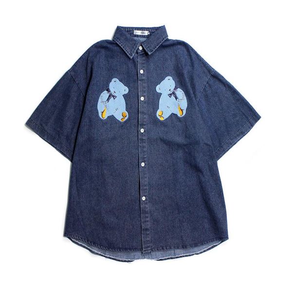women's blouses & shirts summer shirt women oversize cotton loose short sleeve blouse cartoon bear pattern embroidery harajuku man deni, White
women's blouses & shirts summer shirt women oversize cotton loose short sleeve blouse cartoon bear pattern embroidery harajuku man deni, White