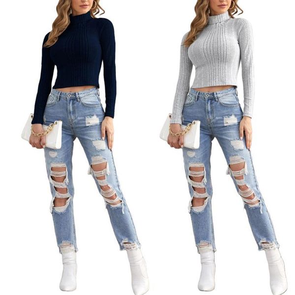 women's sweaters knit crop slim-fit solid color turtleneck vintage high collar pullover sweatshirt, White;black
women's sweaters knit crop slim-fit solid color turtleneck vintage high collar pullover sweatshirt, White;black