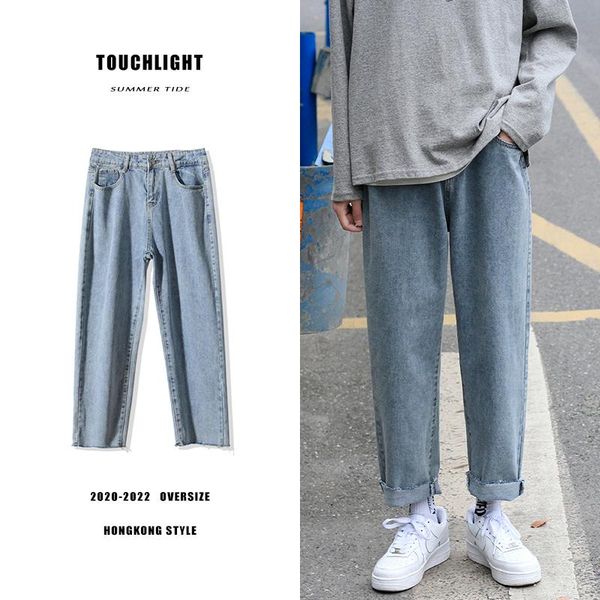 men's jeans spring and summer korean fashion loose casual straight-leg harajuku streetwear retro ankle-length pants, Blue
men's jeans spring and summer korean fashion loose casual straight-leg harajuku streetwear retro ankle-length pants, Blue