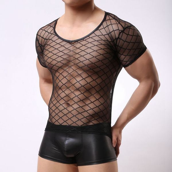 men diamond transparent mesh net shirts underwear stripe see through tank night club erotic lingerie fx1025, Black;white
men diamond transparent mesh net shirts underwear stripe see through tank night club erotic lingerie fx1025, Black;white