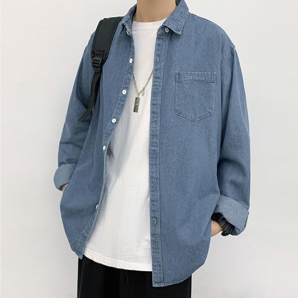 men's jackets oversized japanese cotton denim shirt classic harajuku design style fall loose outdoor leisure long-sleeved shirts, Black;brown
men's jackets oversized japanese cotton denim shirt classic harajuku design style fall loose outdoor leisure long-sleeved shirts, Black;brown
