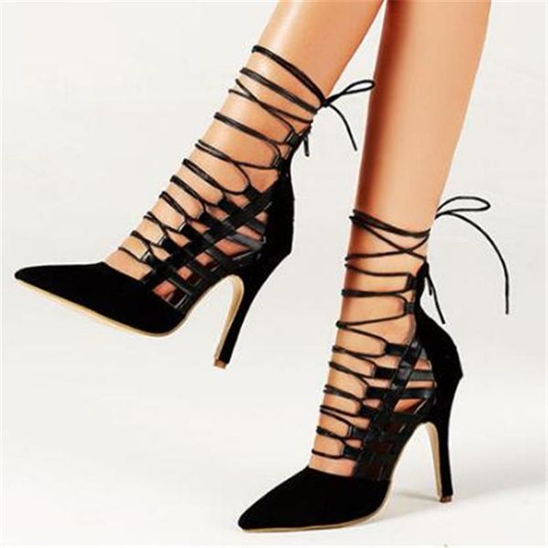 sandals women pointed toe high heel ladies cross tied ankle strap gladiator fashion hollow open female stiletto, Black
sandals women pointed toe high heel ladies cross tied ankle strap gladiator fashion hollow open female stiletto, Black