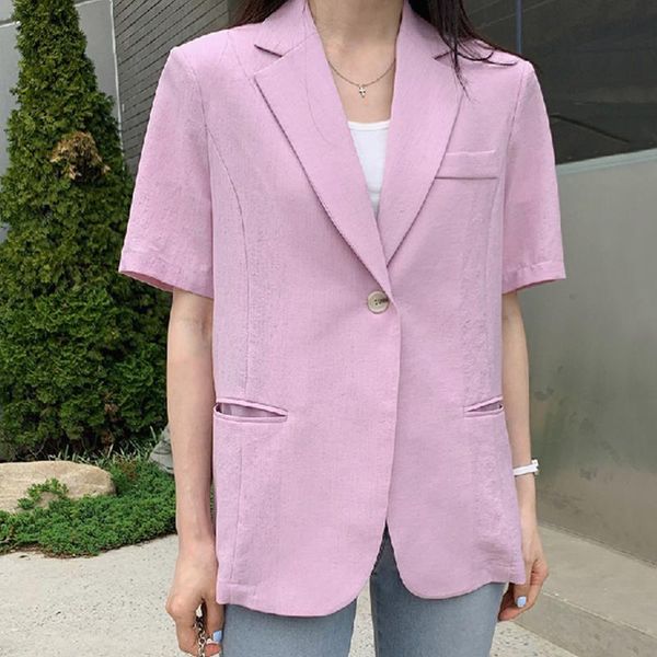 women's suits & blazers korean chic summer wild pink and white lapel one button design shoulder pad short-sleeved small suit jacket fem, White;black
women's suits & blazers korean chic summer wild pink and white lapel one button design shoulder pad short-sleeved small suit jacket fem, White;black