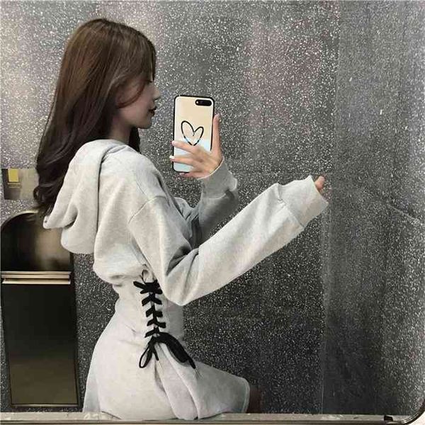 spring 2021 hooded dress women lace up waist slim black gothic dress female short mini harajuku streetwear vestidos, Black;gray
spring 2021 hooded dress women lace up waist slim black gothic dress female short mini harajuku streetwear vestidos, Black;gray