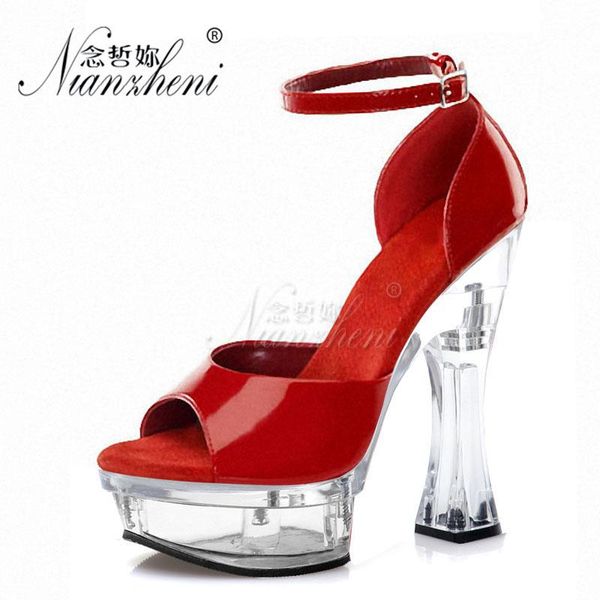 6 inches patent leather bride wedding clear thick platform spool heels women's sandals 14cm super high heeled shoes pole dancing, Black 
6 inches patent leather bride wedding clear thick platform spool heels women's sandals 14cm super high heeled shoes pole dancing, Black