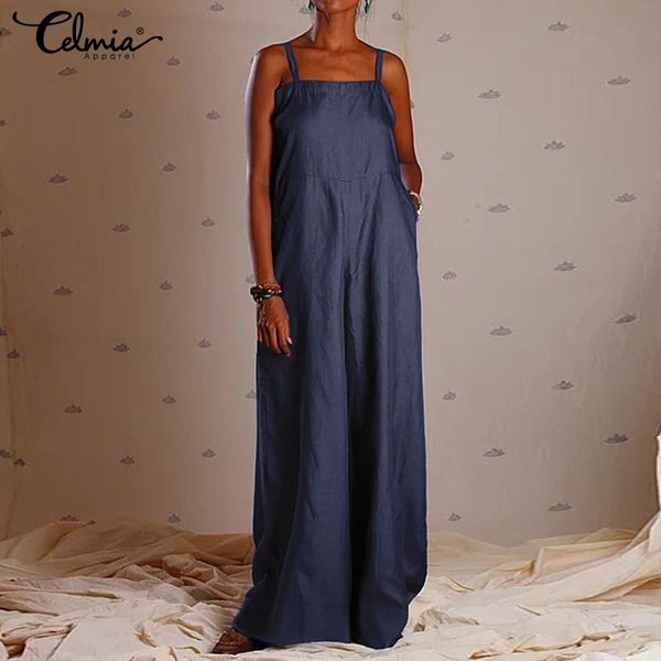 women's jumpsuits & rompers women vintage summer straps celmia 2021 fashion casual ladies wide leg pants pockets plus size overalls, Black;white
women's jumpsuits & rompers women vintage summer straps celmia 2021 fashion casual ladies wide leg pants pockets plus size overalls, Black;white