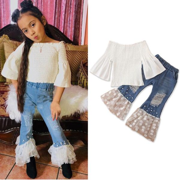 toddler girl clothes baby girls mandarin sleeve +tulle ripped jeans bell-bottoms outfits summer fashion 3pcs clothing set, White
toddler girl clothes baby girls mandarin sleeve +tulle ripped jeans bell-bottoms outfits summer fashion 3pcs clothing set, White