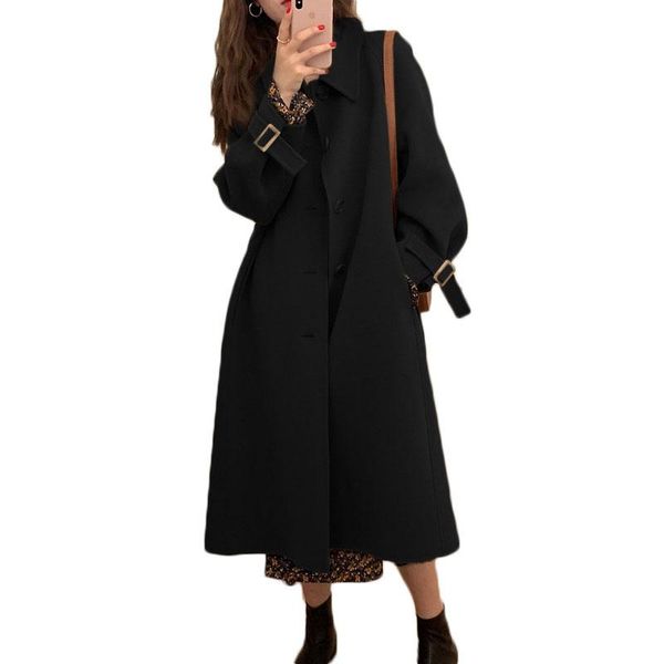 women's wool & blends wsyore 2021 autumn and winter casual wild mid-long woolen coat women loose single-breasted jacket ns2856, Black
women's wool & blends wsyore 2021 autumn and winter casual wild mid-long woolen coat women loose single-breasted jacket ns2856, Black