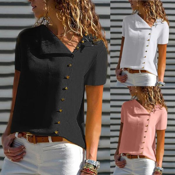 women's t-shirt t shirt women 2021 clothes female short-sleeved v neck loose solid color button shirts woman summer tee femme, White
women's t-shirt t shirt women 2021 clothes female short-sleeved v neck loose solid color button shirts woman summer tee femme, White