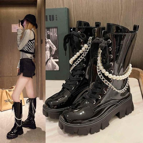 boots 2022 winter ladies leather ankle autumn thick-soled motorcycle shoes punk style pearl decoration women's, Black
boots 2022 winter ladies leather ankle autumn thick-soled motorcycle shoes punk style pearl decoration women's, Black