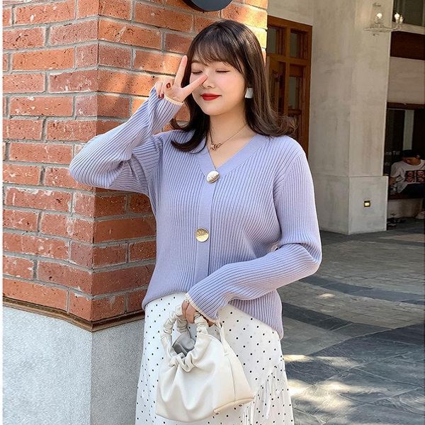 women's sweaters plus size sweater 2021 autumn v-neck long sleeve big buttons decor casual loose solid female pullover, White;black
women's sweaters plus size sweater 2021 autumn v-neck long sleeve big buttons decor casual loose solid female pullover, White;black