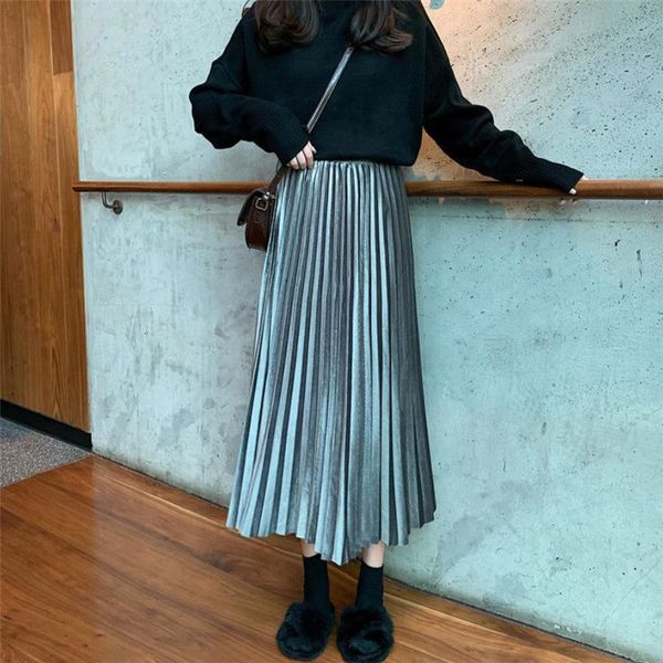 2021 fashion winter high waist midi pleated female veet office lady solid color long skirts vintage autumn wild clothes 5tae, Black
2021 fashion winter high waist midi pleated female veet office lady solid color long skirts vintage autumn wild clothes 5tae, Black
