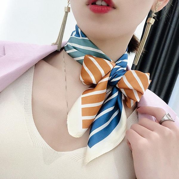scarves small square spring summer multifunctional office lady striped faux silk necktie decorative, Blue;gray
scarves small square spring summer multifunctional office lady striped faux silk necktie decorative, Blue;gray