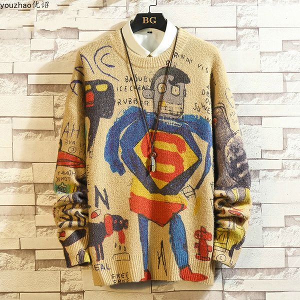 2021 new printing of cartoons men's knitted shirts sweater casual shirt youzhao autumn and wintersvlg, White;black
2021 new printing of cartoons men's knitted shirts sweater casual shirt youzhao autumn and wintersvlg, White;black