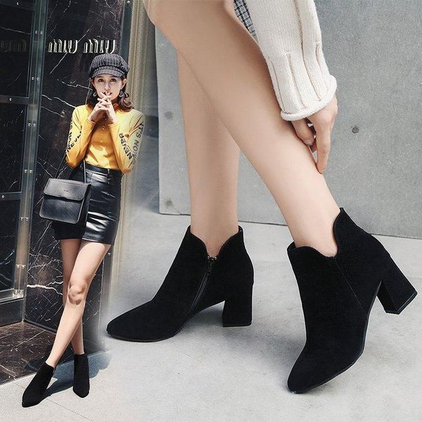 boots 2021 women shoes single thick-heeled short women's high-heeled plus cashmere winter all-match, Black
boots 2021 women shoes single thick-heeled short women's high-heeled plus cashmere winter all-match, Black